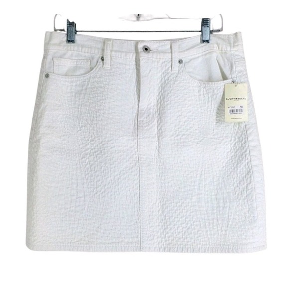 Lucky Brand Quilted Denim Skirt Sz 12 /31 Ivory White Summer Casual NWT - Picture 11 of 12